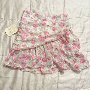 ALTAR’D STATE | Ivory Floral Ruffle Miniskirt NWT